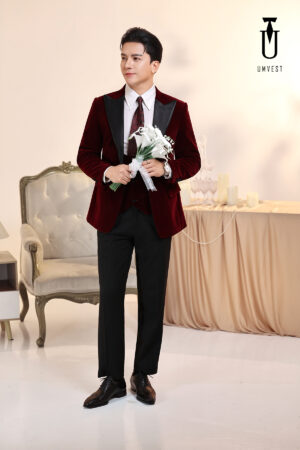Vest Chú Rể Đỏ Nhung