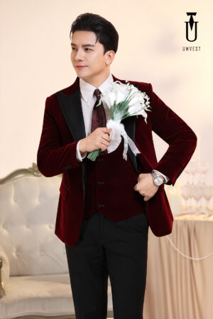 Vest Chú Rể Đỏ Nhung