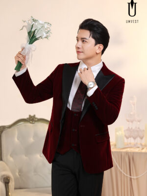 Vest Chú Rể Đỏ Nhung