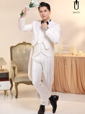 Vest Chú Rể Đuôi Tôm Trắng