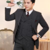 Vest Chú Rể Kẻ Xám Đậm Gile Sam