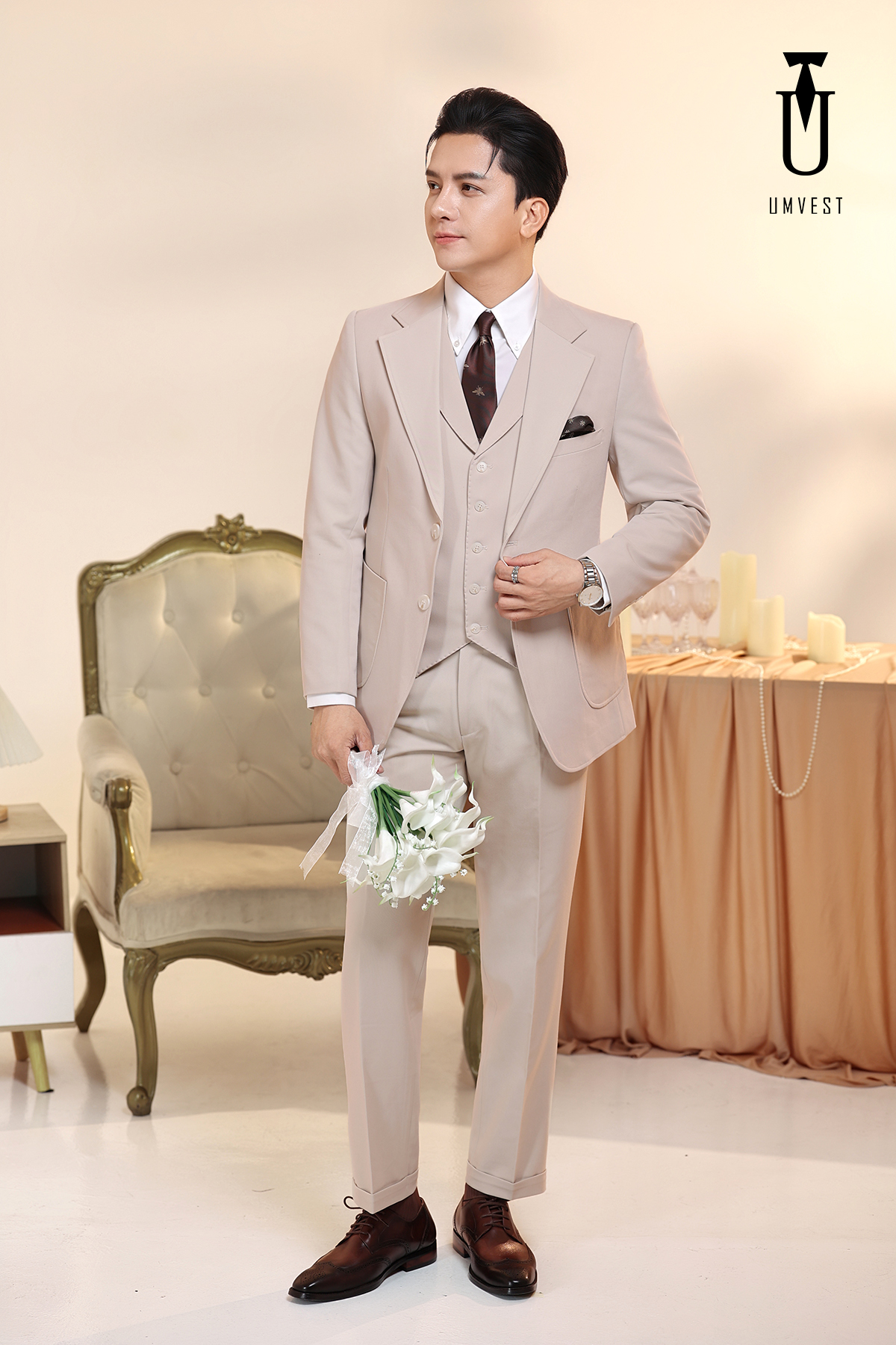 Vest Chú Rể Kem Gile TK Vest Chú Rể Kem Gile TK