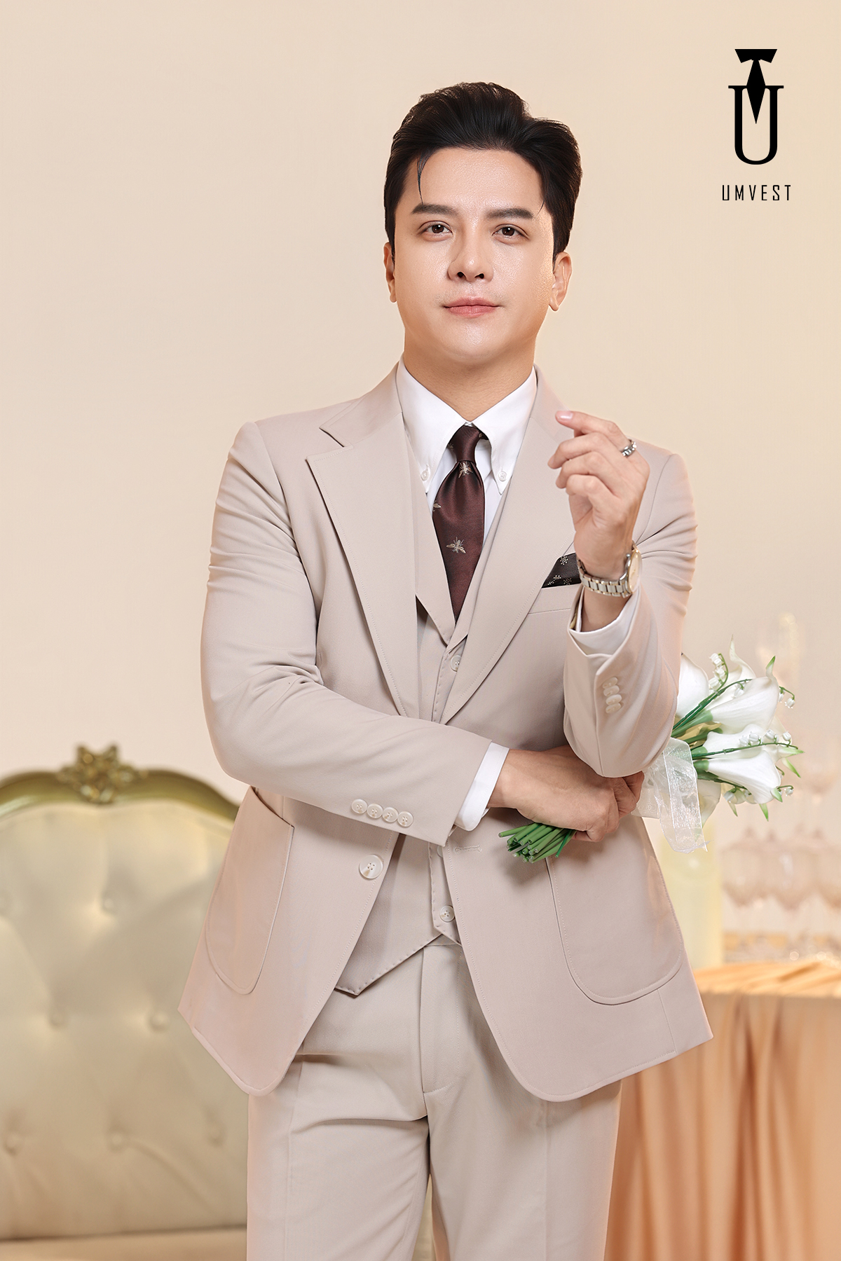 Vest Chú Rể Kem Gile TK Vest Chú Rể Kem Gile TK