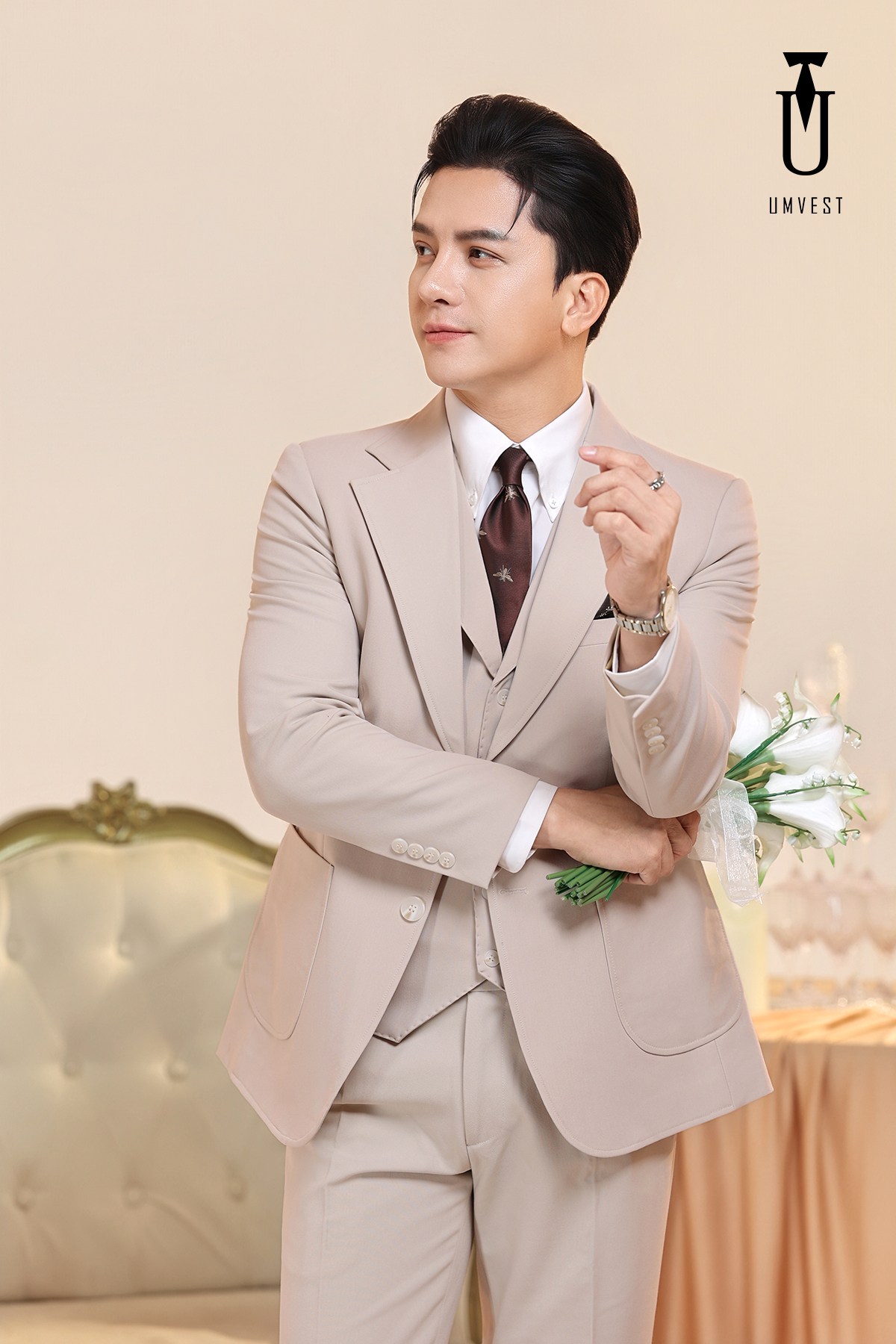 Vest Chú Rể Kem Gile TK Vest Chú Rể Kem Gile TK