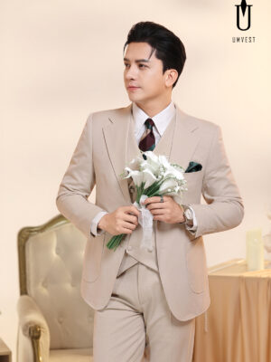 Vest Chú Rể Kem Kim Tuyến Gile Sam