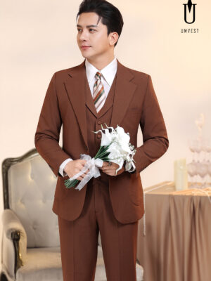 Vest Chú Rể Nâu Đậm Gile