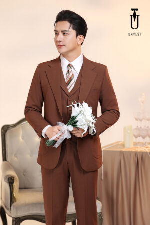 Vest Chú Rể Nâu Đậm Gile