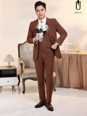 Vest Chú Rể Nâu Đậm Gile