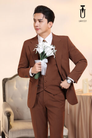 Vest Chú Rể Nâu Đậm Gile