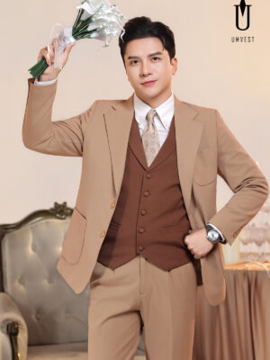 Vest Chú Rể Nâu Nhạt Gile
