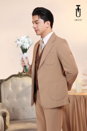 Vest Chú Rể Nâu Nhạt Gile