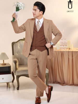 Vest Chú Rể Nâu Nhạt Gile