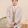 Vest Chú Rể Nâu Nhạt Phối Kem