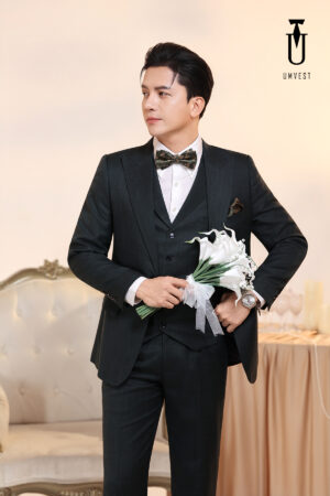 Vest Chú Rể Rêu Gile Phối Nơ