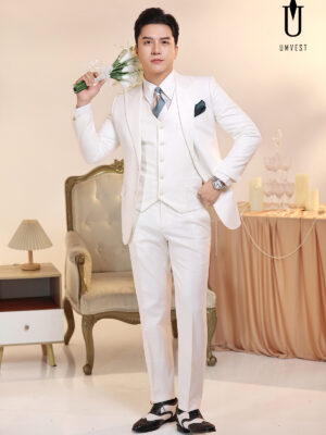 Vest Chú Rể Trắng Gile