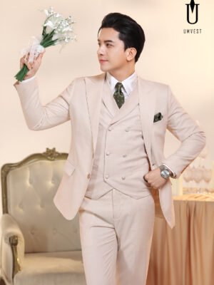Vest Chú Rể Trắng Kem Gile Sam