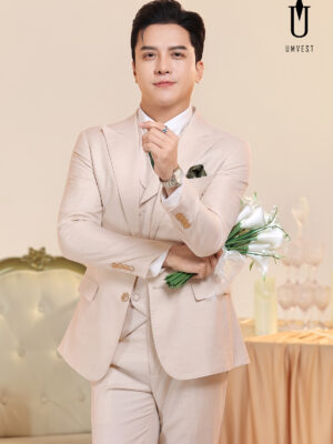 Vest Chú Rể Trắng Kem Gile Sam
