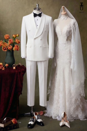 Tuxedo Sam 6 Cúc Chú Rể Trắng
