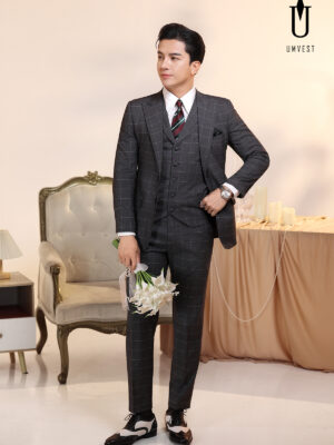 Vest Chú Rể Xám Caro Gile