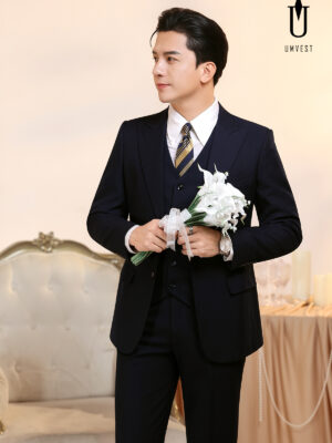 Vest Chú Rể Xanh Đen Gile