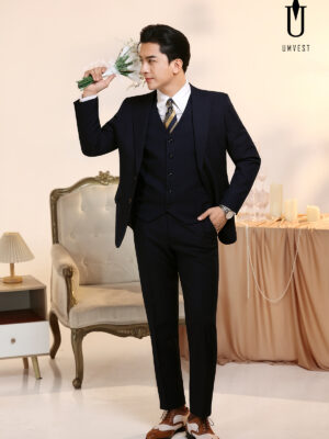 Vest Chú Rể Xanh Đen Gile