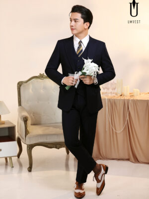 Vest Chú Rể Xanh Đen Gile