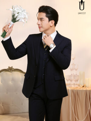 Vest Chú Rể Xanh Đen Gile