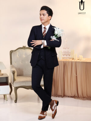 Vest Chú Rể Xanh Đen Gile 93