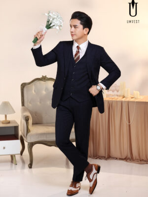 Vest Chú Rể Xanh Đen Gile 93