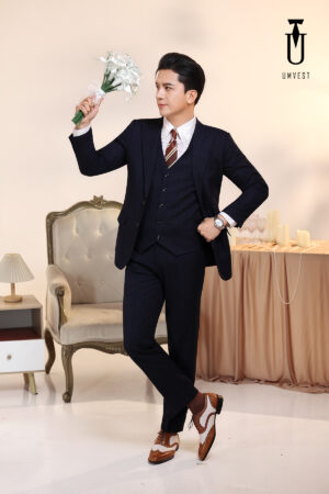 Vest Chú Rể Xanh Đen Gile 93