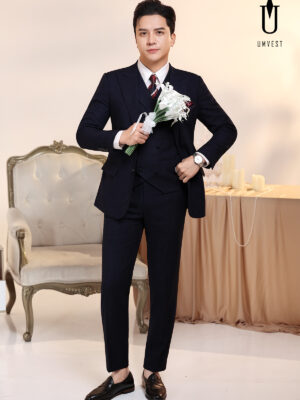 Vest Chú Rể Xanh Đen Gile Sam