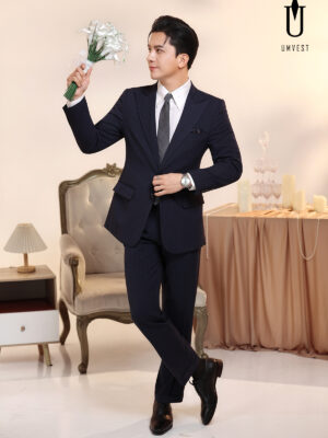 Vest Chú Rể Xanh Đen Xương Cá