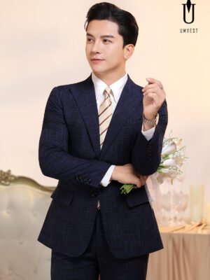 Vest Chú Rể Xanh Dương Xước