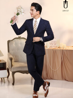 Vest Chú Rể Xanh Dương Xước