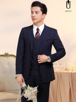 Vest Chú Rể Xanh Dương Xước