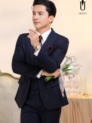 Vest Chú Rể Xanh Dương Xước