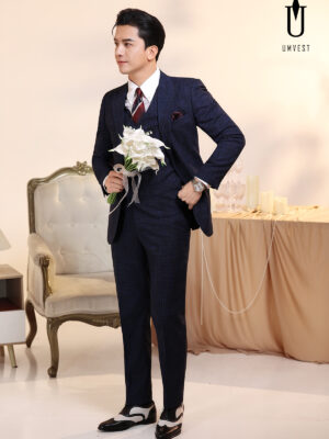 Vest Chú Rể Xanh Dương Xước