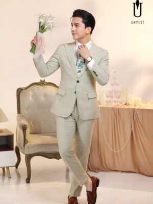 Vest Chú Rể Xanh Lá Nhạt