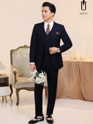 Vest Chú Rể Xanh Navy Gile