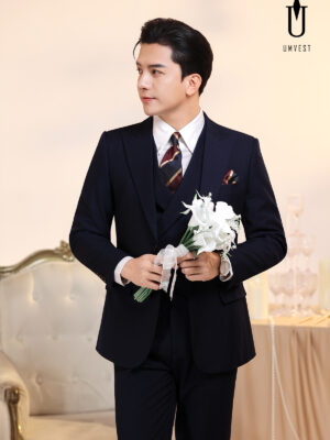 Vest Chú Rể Xanh Navy Gile 879