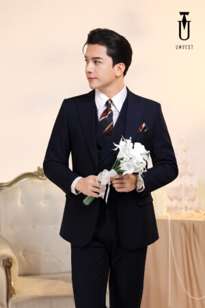 Vest Chú Rể Xanh Navy Gile 879