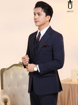 Vest Nam Caro Xanh Dương Gile