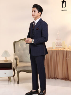 Vest Nam Caro Xanh Dương Gile