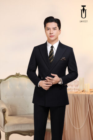 Vest Nam Đen Cúc Cài Chéo