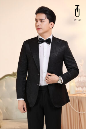 Vest Nam Đen Gấm Túi Hộp