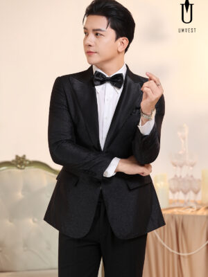 Vest Nam Đen Gấm Túi Hộp