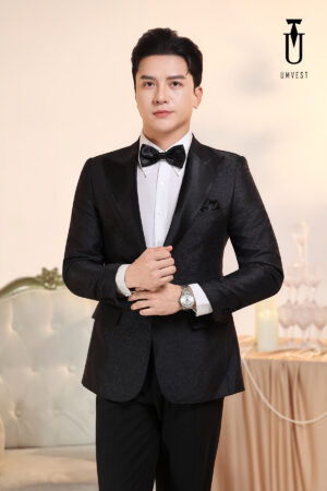 Vest Nam Đen Gấm Túi Hộp