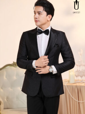 Vest Nam Đen Gấm Túi Hộp