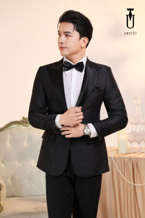 Vest Nam Đen Gấm Túi Hộp