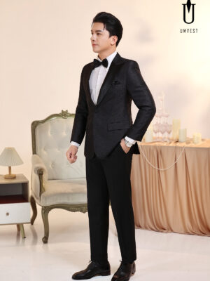 Vest Nam Đen Gấm Túi Hộp